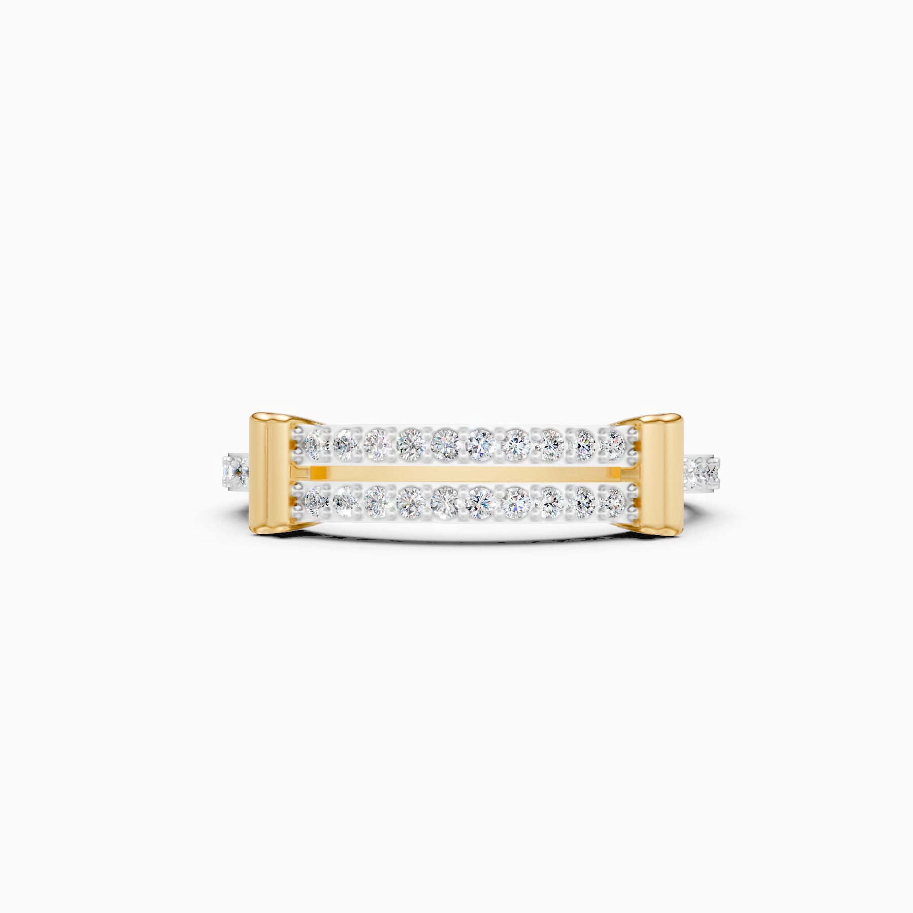 Double Row Bar Round-Cut Lab Diamond Ring